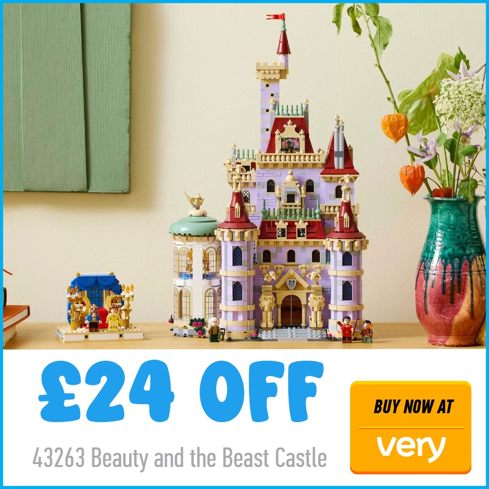 lego disney 43263 beauty and the beast castle 24 off deal card white very