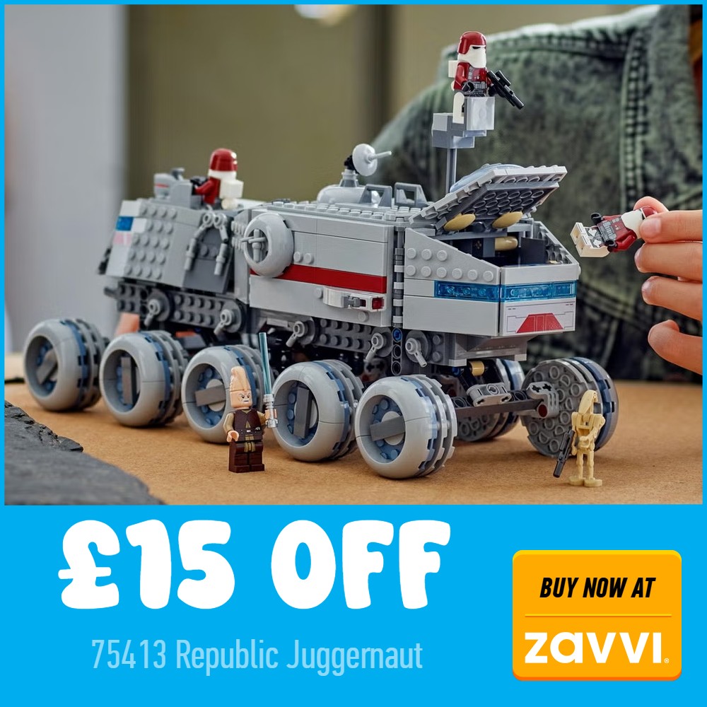 lego star wars 75413 republic juggernaut 15 off zavvi deal card