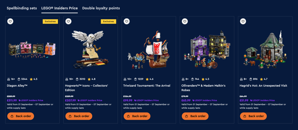 LEGO Harry Potter Back to Hogwarts sets on back order 1024x446