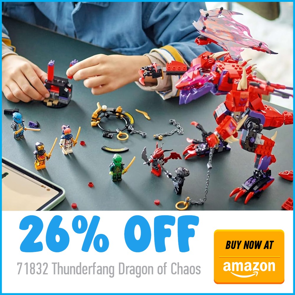 lego ninjago 71832 thunderfang 26 off amazon deal card white