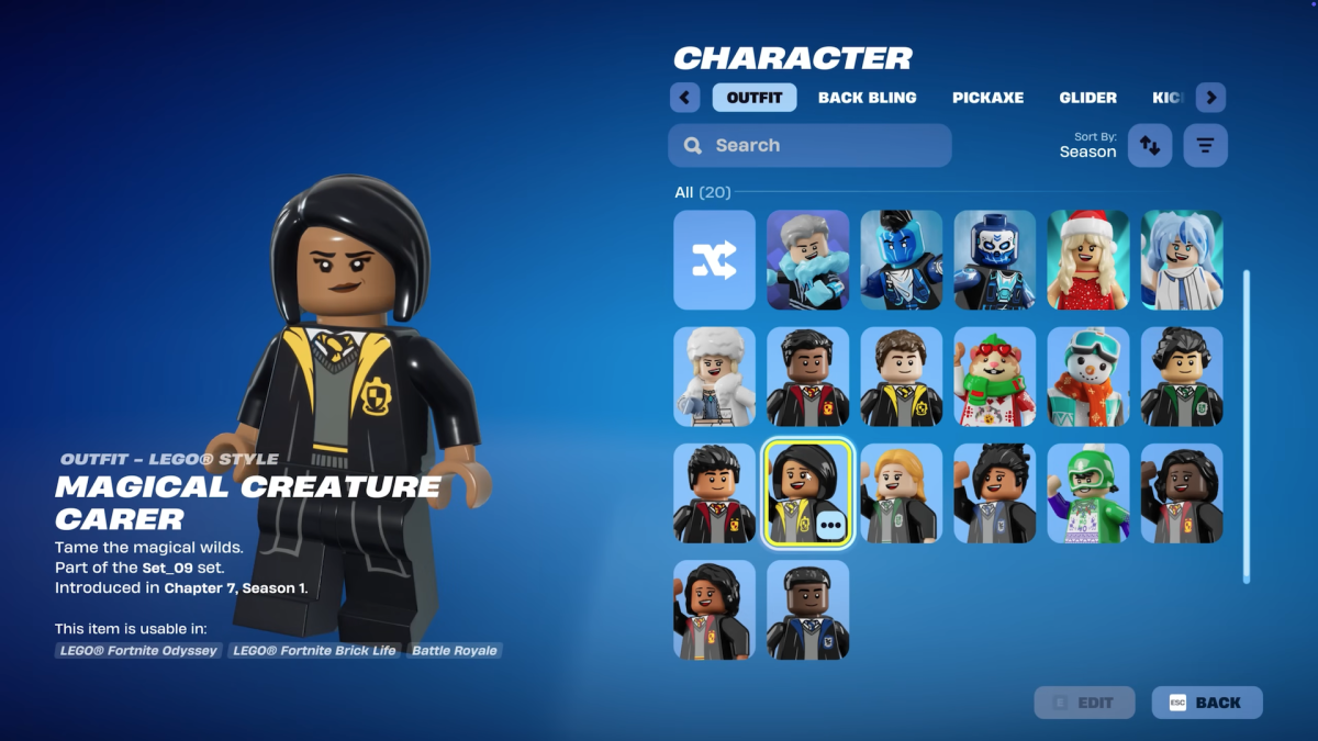 LEGO Harry Potter Fortnite character skins screenshot 1200x675