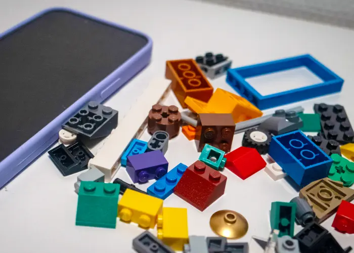 LEGO bricks and a smartphone