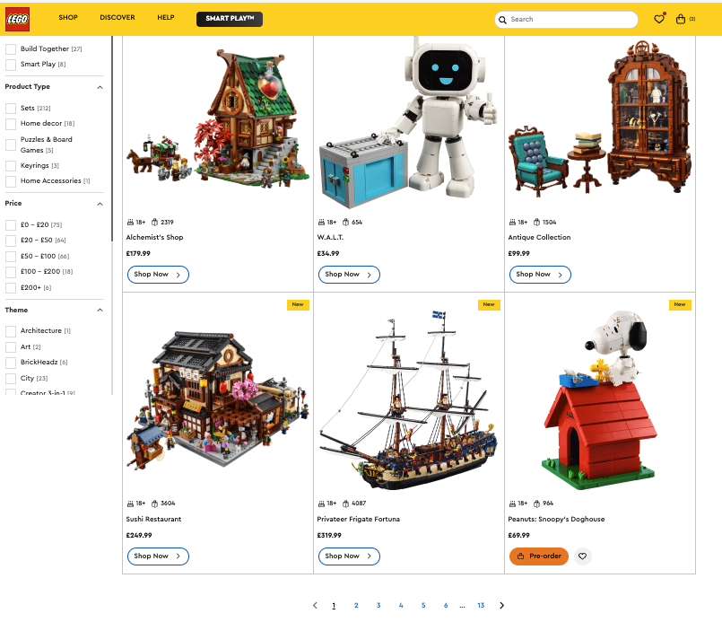 Screenshot der BDP-Serie 7 auf LEGO.com