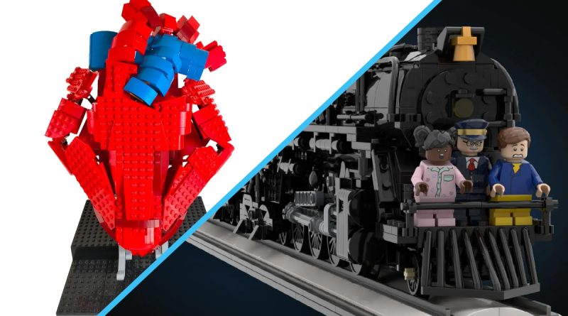LEGO Ideas Motorisiertes schlagendes Herz und das Titelbild von „Der Polarexpress“