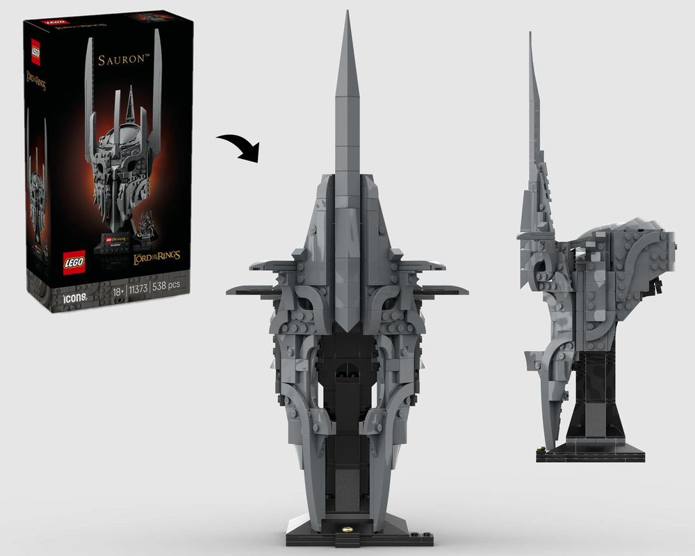 REBRICKABLE LEGO Icons 11373 The Lord of the Rings Saurons Helmet Witch king alt build 1