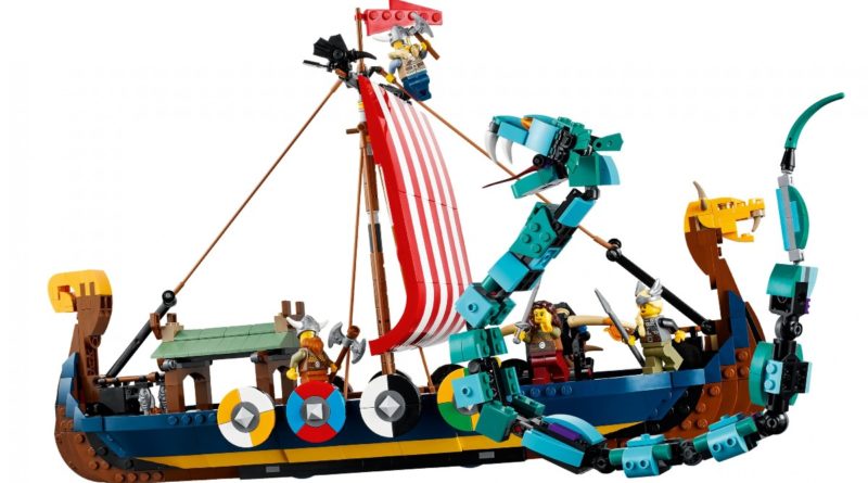 გამოსახულია LEGO 31132 ვიკინგების გემი და შუაგარდის გველი
