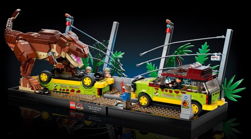 LEGO 76956 Jurassic Park T.Rex Breakout-ის ახალი კუთხე გამორჩეულია