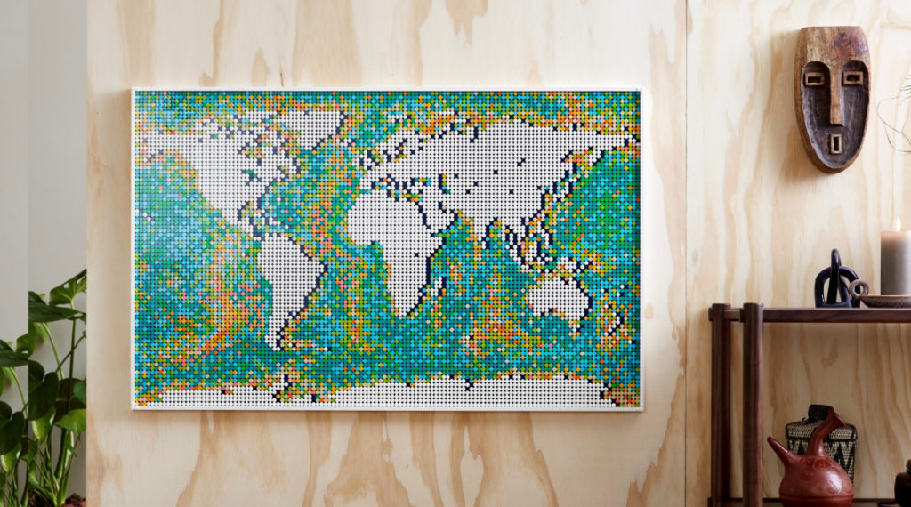 LEGO Art 31203 World Map lifestyle ridimensionato in primo piano