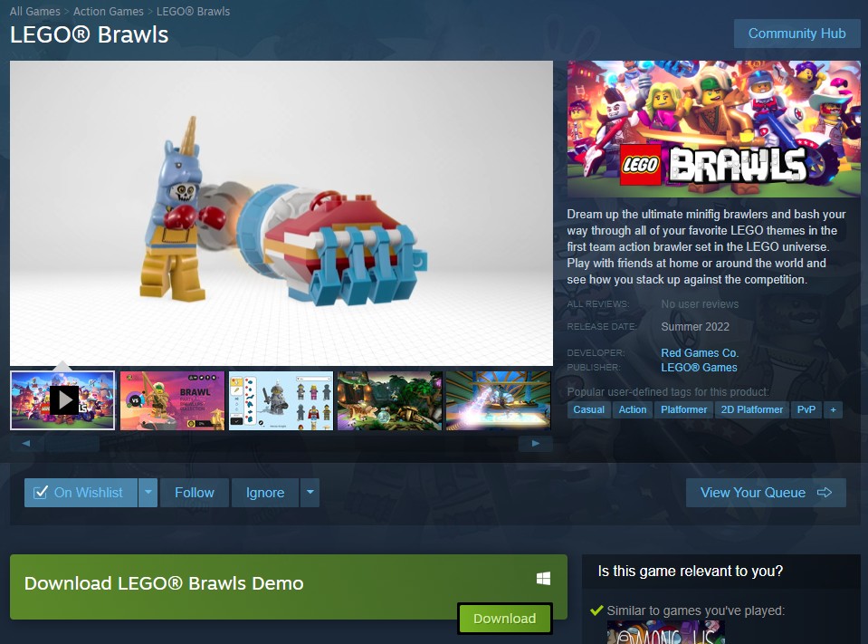 LEGO Brawls steam page