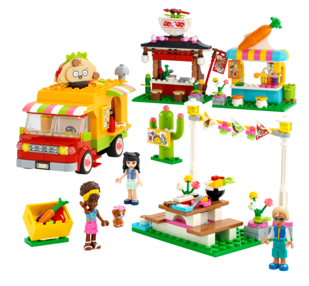 LEGO Friends 41701 Street Food Market contents 1024x947