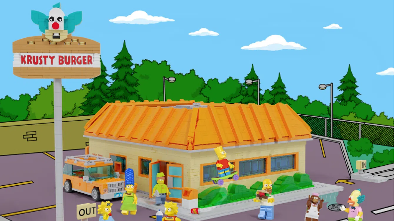LEGO Ideas Hamburger Krusty in primo piano