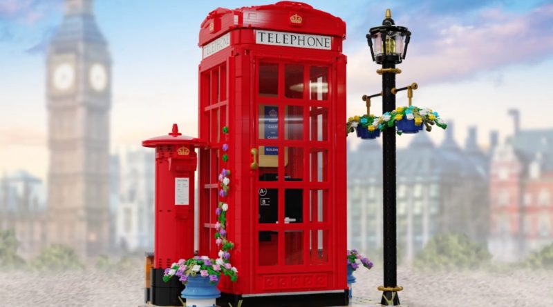 LEGO Ideas Rosso London Cabina telefonica in primo piano