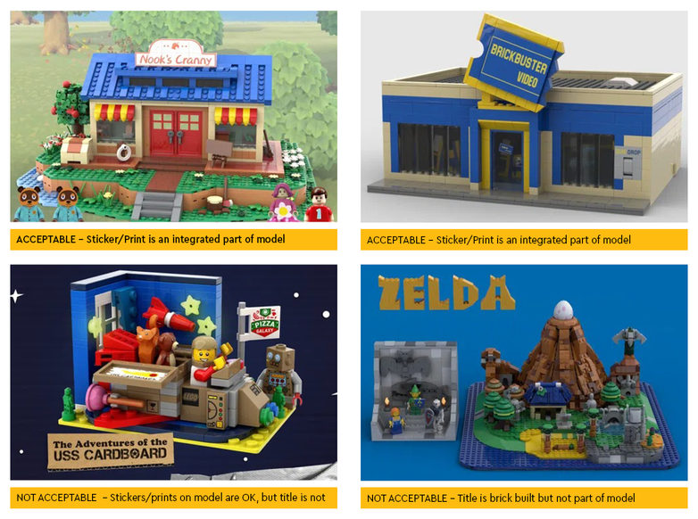 LEGO Ideas platform text rule examples 1