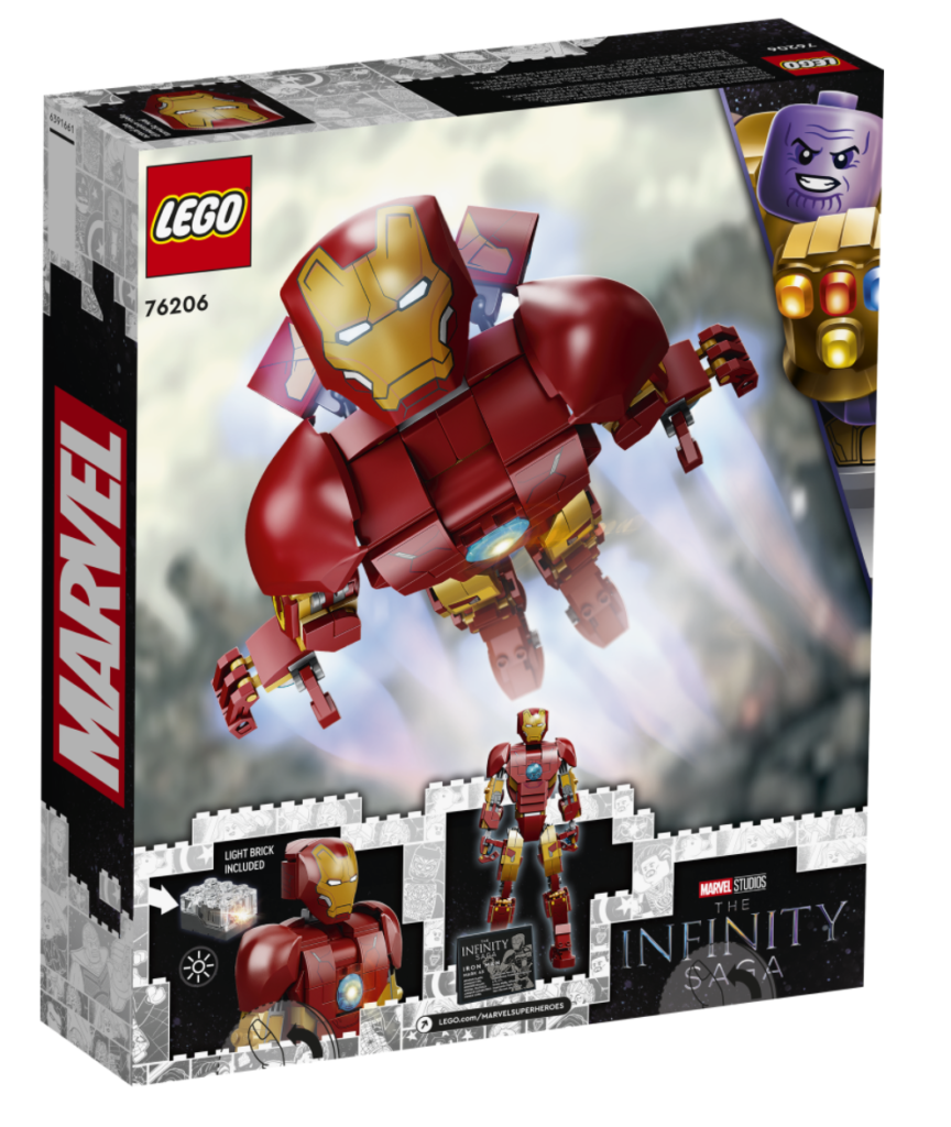LEGO Marvel 76206 რკინის კაცის ფიგურის ყუთი უკან