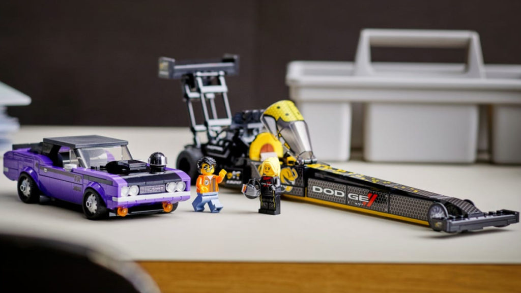 LEGO Speed Champions 76904 Mopar Dodge SRT Top Fuel Dragster and 1970 Dodge Challenger T A lifestyle featured