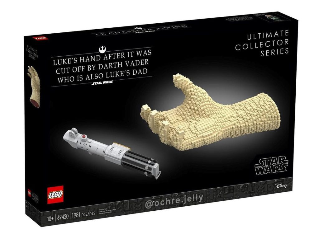 LEGO Star Wars Luke Skywalker hand UCS set parody
