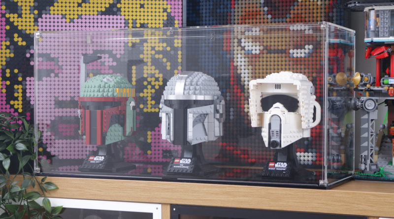 LEGO Star Wars Stormtrooper mandaloriano Scout Trooper Luke Skywalker Red Five Darth Vader Boba Fett Helmet Wicked Brick Display Case individuale doppia tripla montata a parete titolo 2