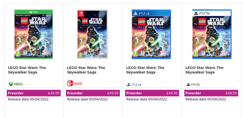 LEGO Star Wars The Skywalker Saga GAME standard editions