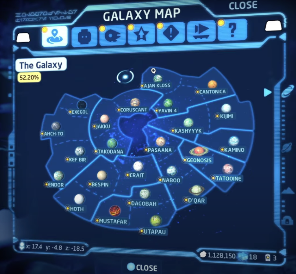 LEGO Star Wars The Skywalker Saga galaxy map