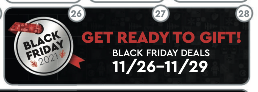 LEGO Store calendar Black Friday 2021