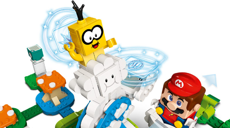LEGO Super Mario 71389 Lakitu Sky World Expansion Set ripresa d'azione in primo piano