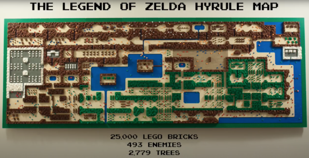 Legend Of Zelda Overworld Map Fan Recreates Nes Zelda World Map Using 25,000 Lego Bricks