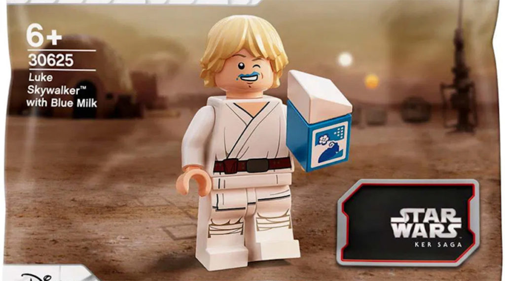 Luke Skywalker avec une figurine de Blue Milk