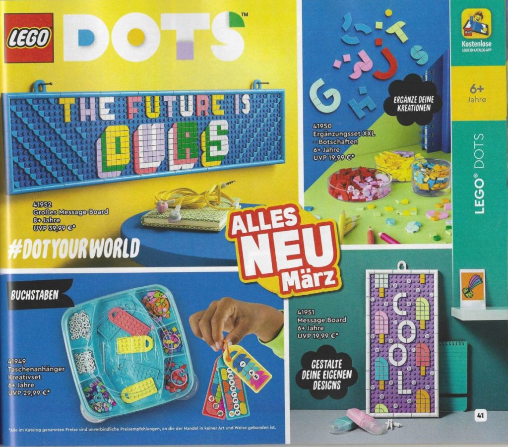 LEGO details board in message 2022 models DOTS Catalogue